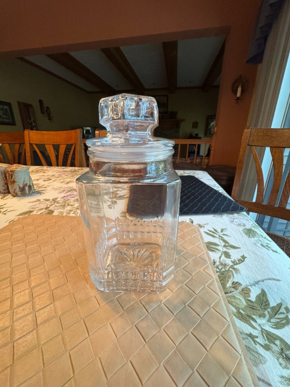 Koeze Clear Glass Cookie Jar, Canister. Apothecary Jar with Lid 9 1/2"